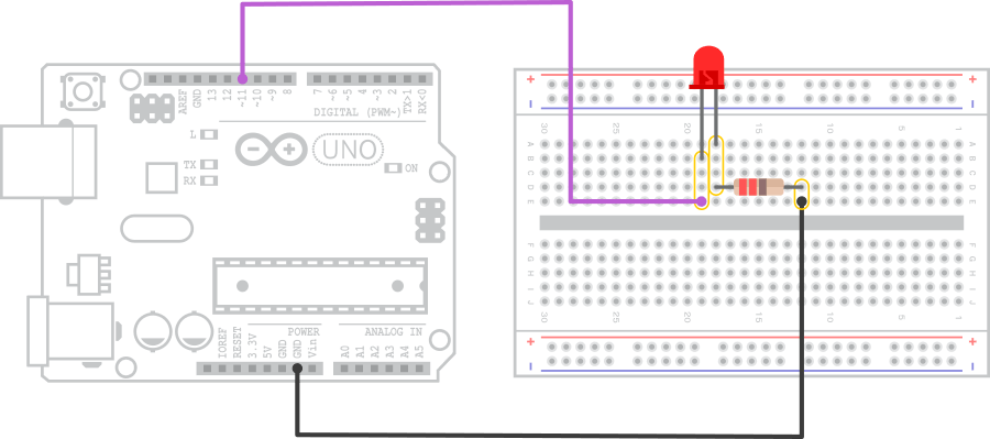 Montagem led Arduino Protoboard